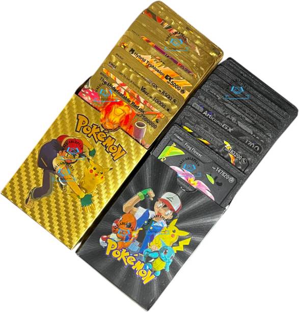 valuableplus 10Pcs Pokémon Playing Cards Golden & Black V GX EX DX Card (5Pc Each Color)