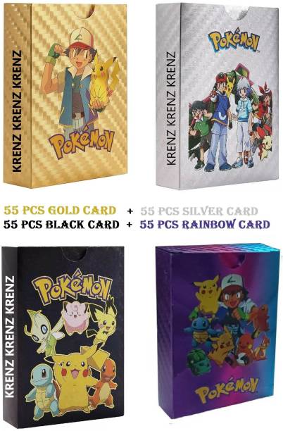 MOONZA Pokemon Playing Cards 55 Gold, 55 Silver, 55 Rainbow & 55 Black Set Of 220 Cards