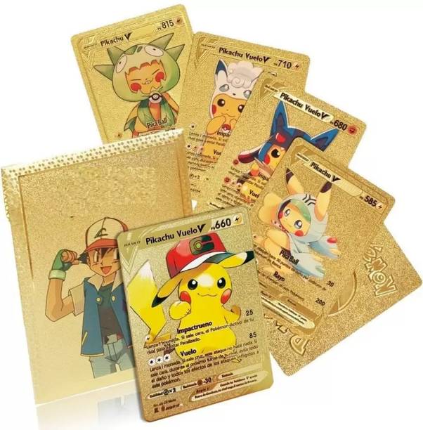 SAGONA Pokemon Gold foil Cards 10 pieces Assorted - V Series Cards Golden Cards