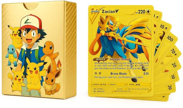QUINN Pokémon Card Game – 55 Gold Foil Cards Pack | Includes VMAX, GX, V-Star, EX