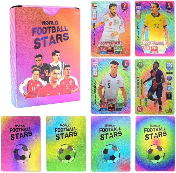 MOONZA World Football Stars 55 Pcs Waterproof Foil Cards Deck Box