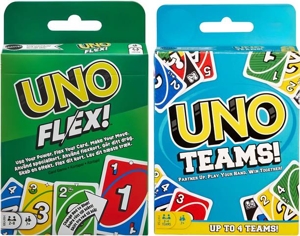 WOYR UNO Flex and UNO Teams Playing Card Game|Uno Card Game Combo(Pack of 2)