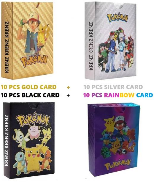 BRAND HOME Pokemon Playing 10 Gold, 10 Silver & 10 Black 10 Rainbow Cards All Rare Series
