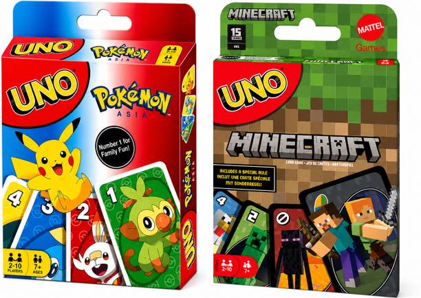 YTO UNO Minecraft & UNO Pokemon Cards Game Pack for Kids & Family Game