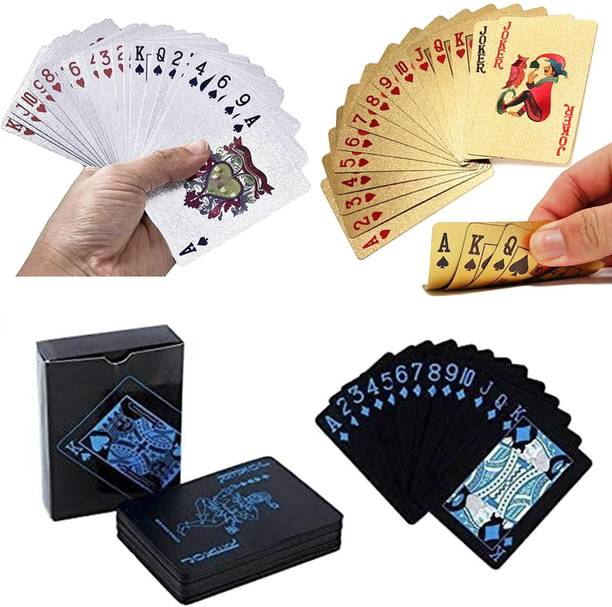 JERICOS Premium Waterproof PVC Poker Cards Gold Silver Black Pack of 3