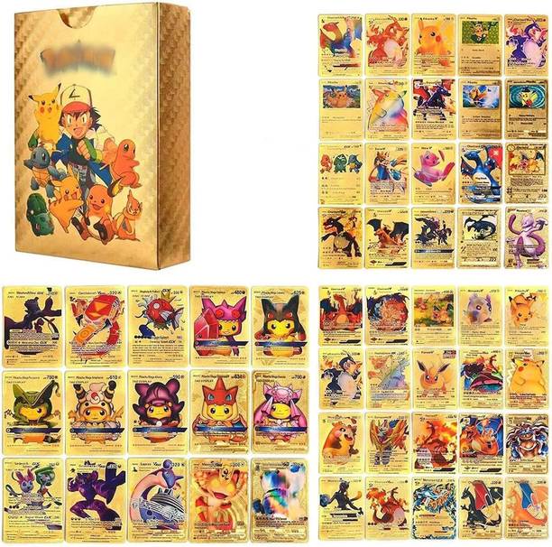 Mannat 55pcs Waterproof Pokemon Golden Card Box V Series Vmax Gx Playing Rare Series