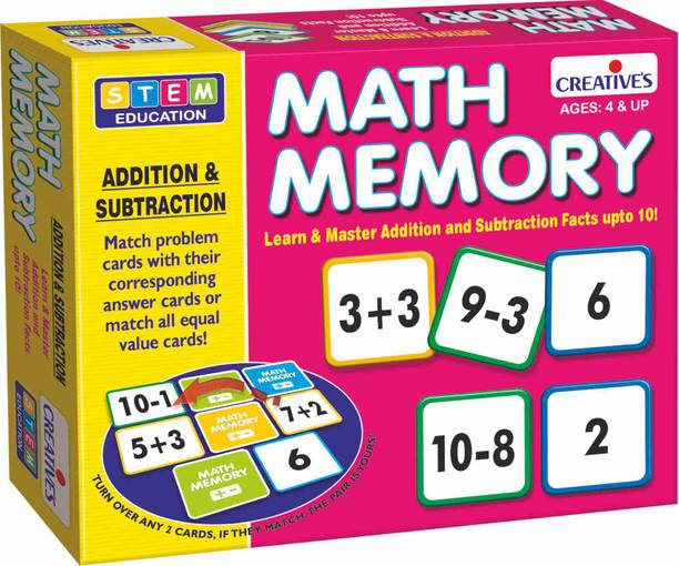 Creatives Math Memory - Addition & Subtraction Learning Cards Game STEM Toy for Age 4+