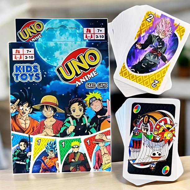 Thrifx Anime Mix UNO Cards Goku Naruto Demon Slayer One Piece UNO Cards (2 Decks)
