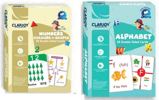 Clapjoy Alphbets & Numbers Flash cards (Educational Game 28+28 Cards)