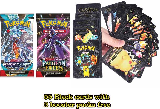 AncientKart Rare Waterproof Shinning PVC Playing cards Black Set of 55 with 2 packs