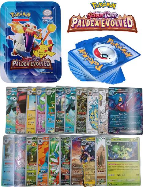 CrazyBuy Pokemon New Scarlet & Violet Paldea Evolved 42 Cards Pack in Attractive Tin Box