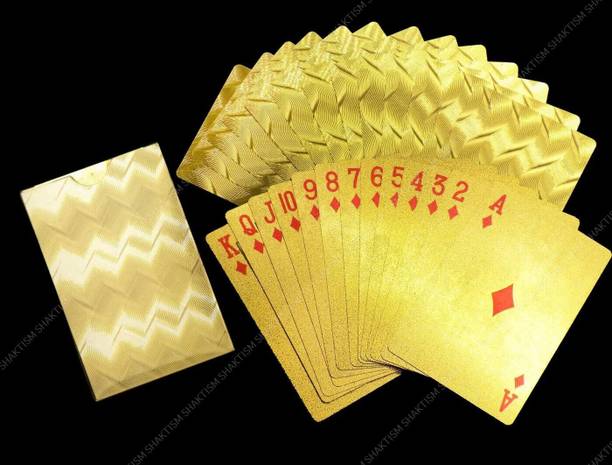 Bazaar Gold Waterproof PVC Plastic Premium Poker Deck Gold Plated Poker Playing Cards