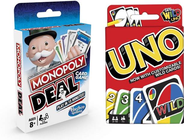 ToyShaala Dual Fun Card Combo – Monopoly Deal & Classic UNO – Family Party & Travel Games