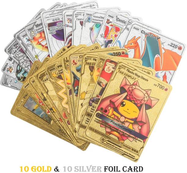 sevriza Pokemon TCG 10 Gold & 10 Silver Foil Card Game Best Gift For Children Kid's