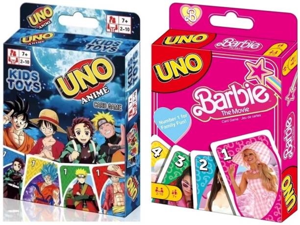 Gift Collection UNO Anime & UNO Barbie Card Game for kids and family Fun Game With Special Rules