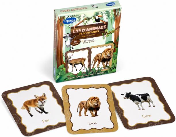 Toysaga Land Animals Flash Cards, Set of 1 - 30 double sided cards for Toddlers