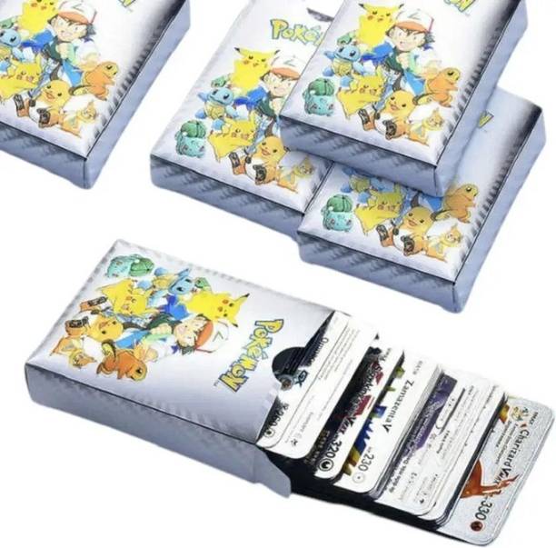 Zokio 55pc Collectible Pokemon SILVER Card Box V Series Vmax Gx Playing Card FOR KIDS=