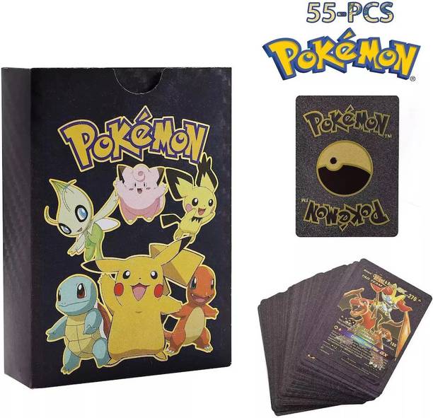 GAMLOID Best Buy 55pcs Waterproof Pokemon Black Foil Card Box V Series Vmax Gx Ex Cards