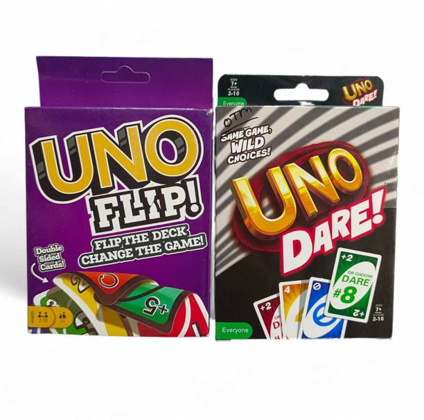 Zuigo UNO FLIP+UNO DARE Combo Pack of 2 -Family Fun Card Games for Kids & Adults