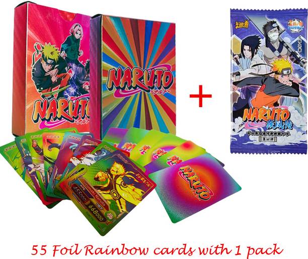 एंसिएंटकर्ट Naruto Rainbow Shinning PVC waterproof cards set of 55 cards with 1 booster pack