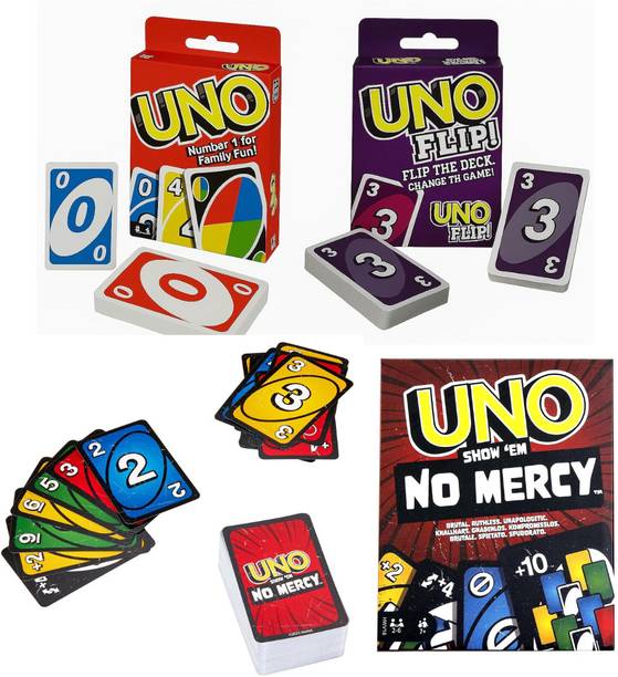 Play King UNO Combo Pack of 3 – Classic UNO + UNO Flip + UNO No Mercy Edition