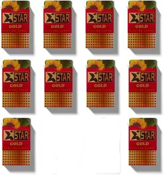 WOYR Premium Star Gold 10 Set Plastic Coated Playing Cards|Taash|Bridge Cards