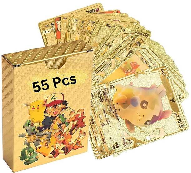 Gift Collection Waterproof 55pcs Pokemon Gold Foil Card Box V Series Vmax Gx Playing Cards