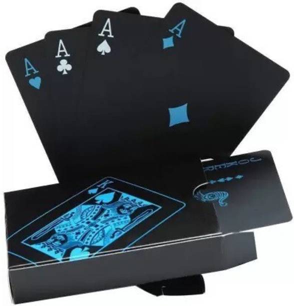 Right Traders High Quality Classic Waterproof 54 Pieces of PVC Plastic Magic Tricks Tool Poker Playing Card (Black)