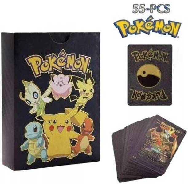 क्रेज़ीबाय Pokemon 55 Pcs Black Foil Cards (, V, GX, EX & Basic cards )