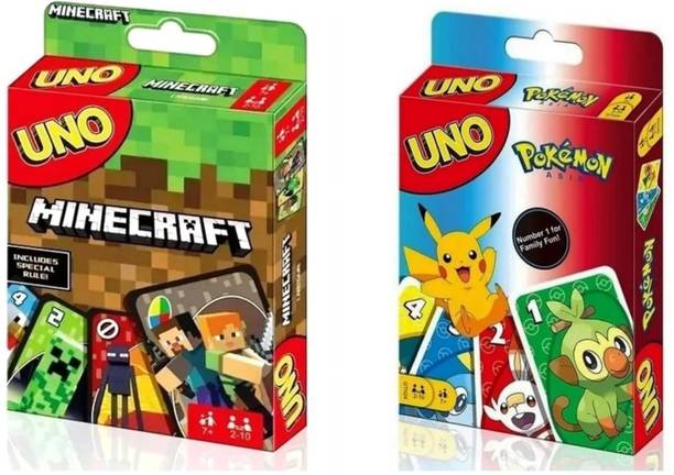 Gift Collection UNO Minecraft & UNO Pokemon Cards Game for kid and family With Special Rule