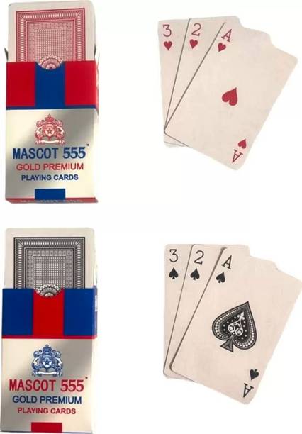 Gift Collection Mascot 555 Plastic Coated Playing Cards Taash Patti Pana Bridge Rummy Pack Of 2