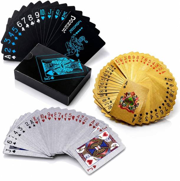 JERICOS Luxury Gold Silver Black Washable Playing Cards Set of 3