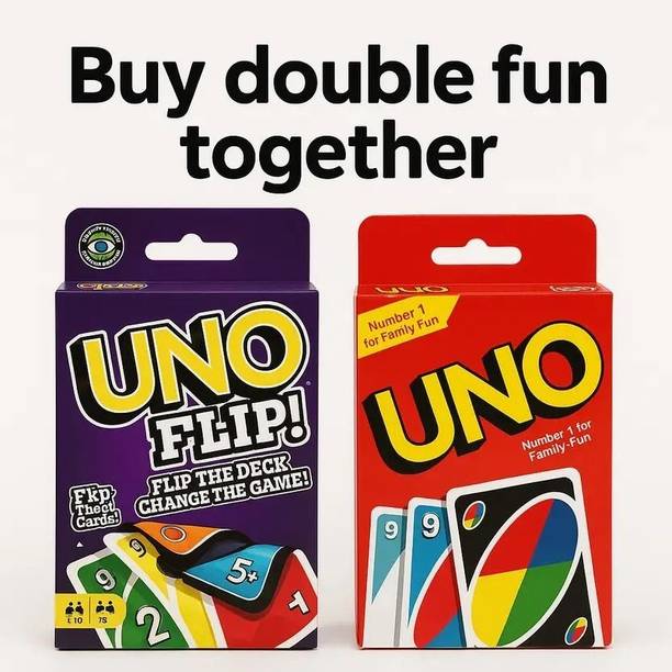 Zokio Uno Flip+ UNO CLASIC Card Game, Combo Pack of 2 For Femily Kids & Adults_