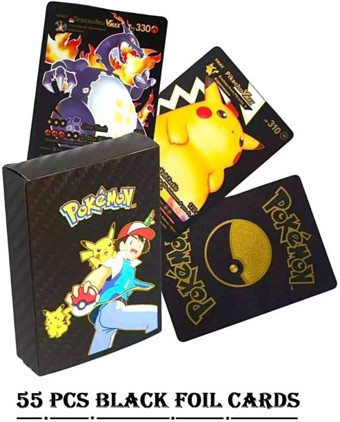 MOONZA Waterproof 55pcs Pokemon TCG Black Foil Card Box V Series Vmax Gx Ex Cards