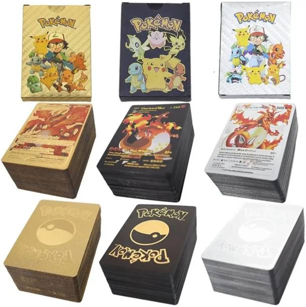 SHUANG YOU Pokemon Cards 55 Gold, 55 Black, 55 Silver, 3-Colour, For Kids, Total 165 cards