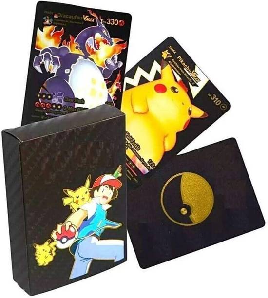 RAGVEE Pokemon Waterproof 55pcs TCG Black Foil Card Box V Series Vmax Gx Ex Cards