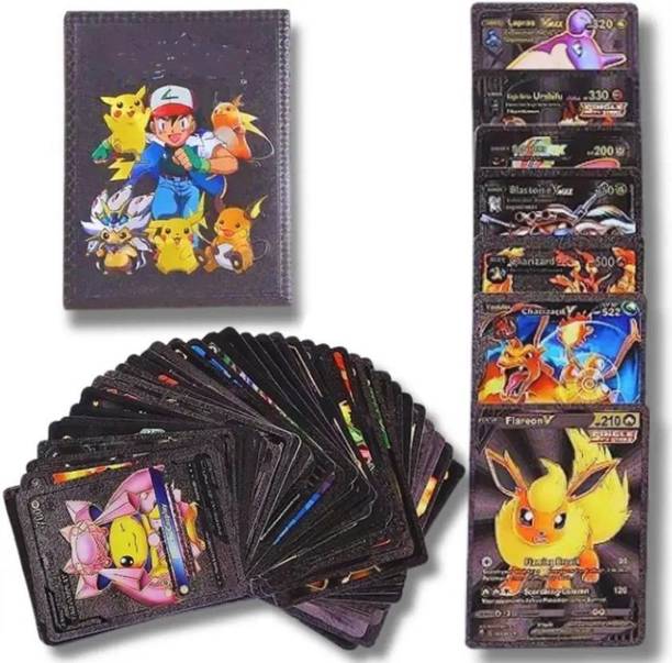 Occel 55pcs Collectible Pokemon BLACK Card Box V Series Vmax Gx Playing Card FOR KIDS-