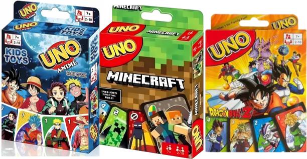 WOYR UNO Playing Cards Combo-UNO Minecraft,UNO Dragon Ball Z,UNO Anime Playing Cards