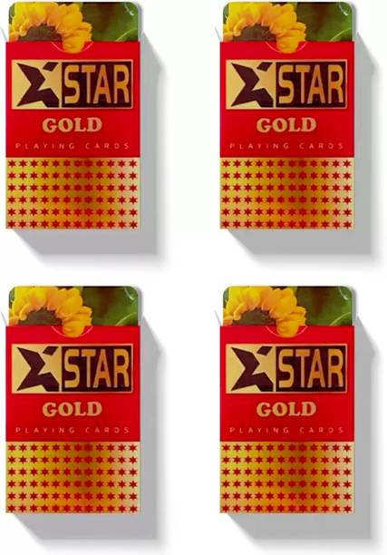 Gift Collection Star Gold Plastic Coated Playing Cards Taash Patti Bridge Rummy Poker Pack Of 4