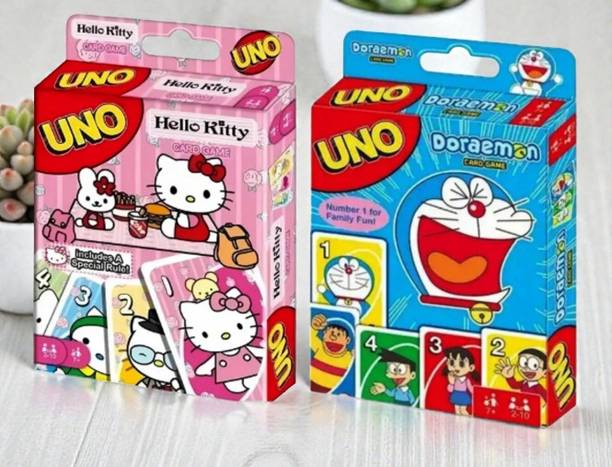 Gift Collection UNO Hello Kitty & UNO Doraemon Card Game for kids and family With Special Rules