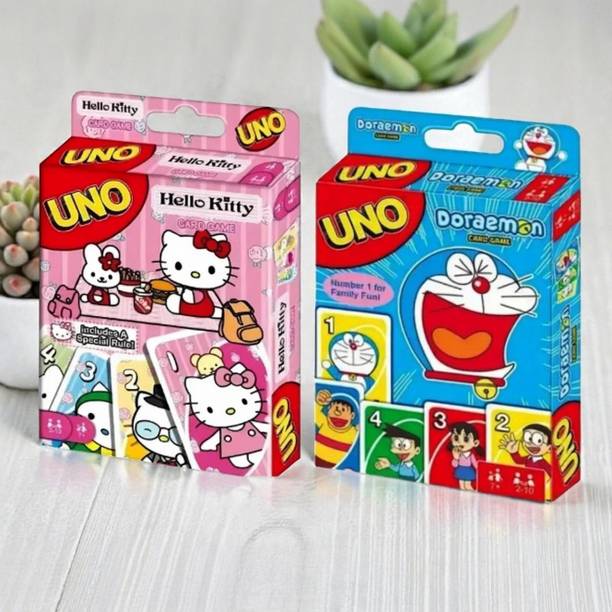 Gift Collection UNO Hello Kitty & UNO Doraemon Card Game for kids and family With Special Rules
