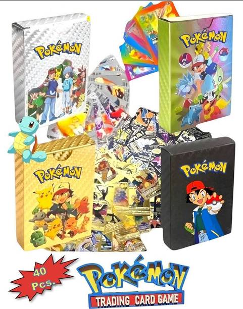 ToyShaala 's POKEMON PLAYING CARDS PACK OF 40 (10 Golden, 10 Black, 10 Silver, 10 Rambow)