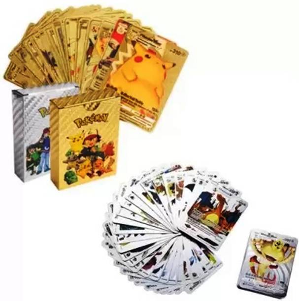 WOYR Pokemon Cards 110 Pcs Waterproof 55 Gold & 55 Silver V Series playing card