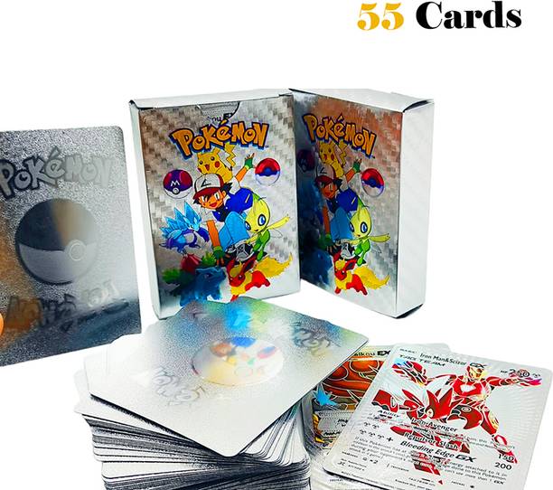 poksi Pokemon Cards for Playing|55 Cards(Silver)