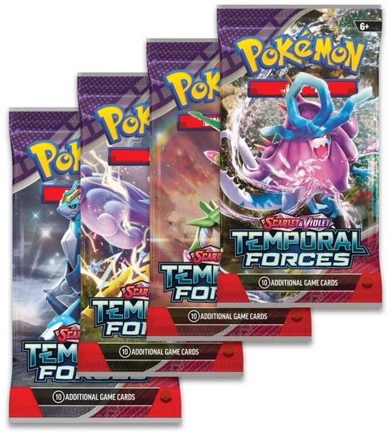 CrazyBuy POKIEMON TCG Latest Series: Scarlet Violet: Temporal Forces: 4pcs Booster Pack