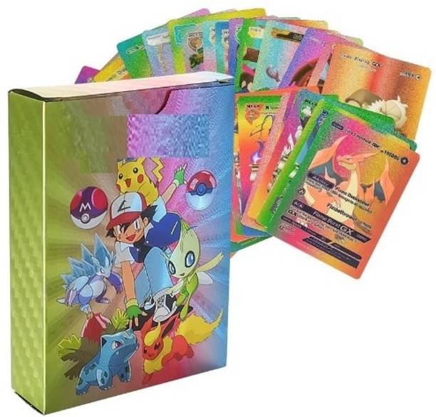 JSK Pokemon 55 pcs Rainbow Foil Cards Deck - Waterproof & Durable Playing Cards