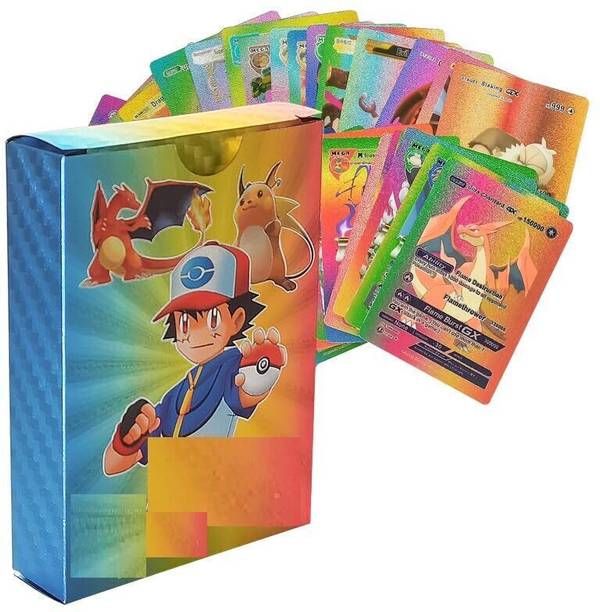MAG BEE Pokemon Playing Cards l 55 PCS Rainbow Foil Card Assorted Cards TCG Deck Box