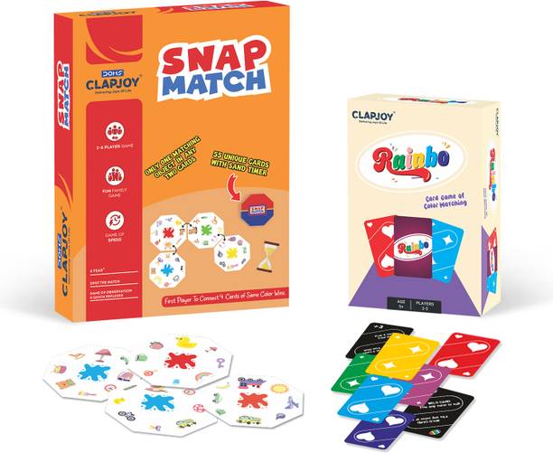 Clapjoy Snapmatch & Rainbo Family Fun Card Game Combo for Kids & Adults