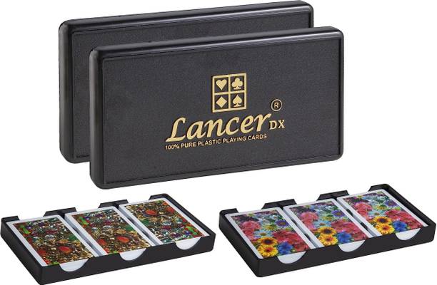 LANCER Paper Playing Cards, Bridge Size, All Ages Used for Card Games (Set of 6)