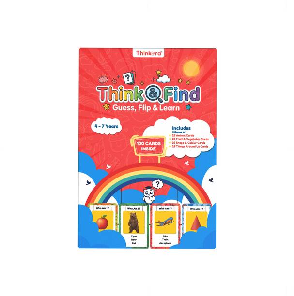 Thinkora Think & Find Kids Card Game| 100 Picture Flash Cards| Suitable for 4+ Age kids